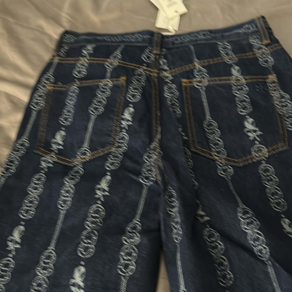 Chain Pattern Denim Jeans
